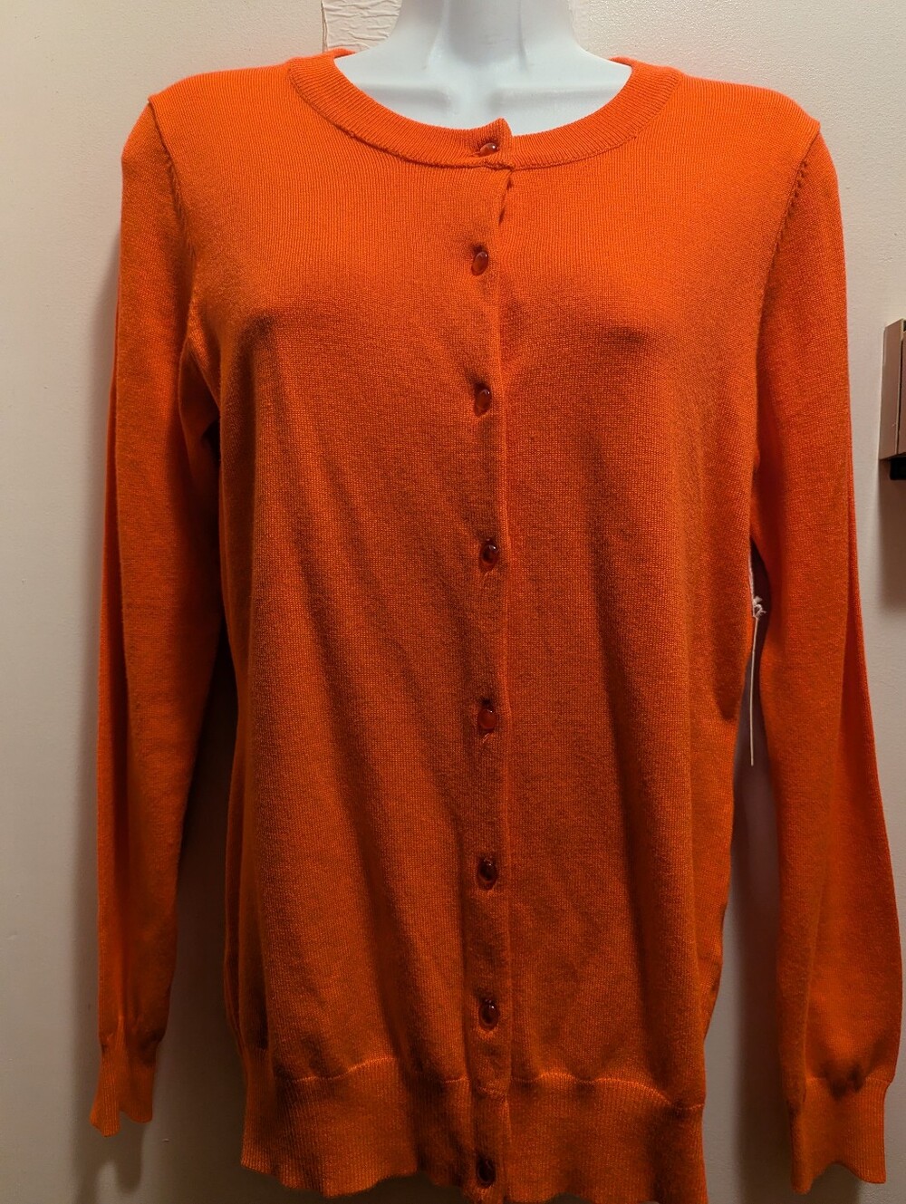 Cielo Classic Women's Small Orange Button-Front Sweater With Beaded Buttons NWT